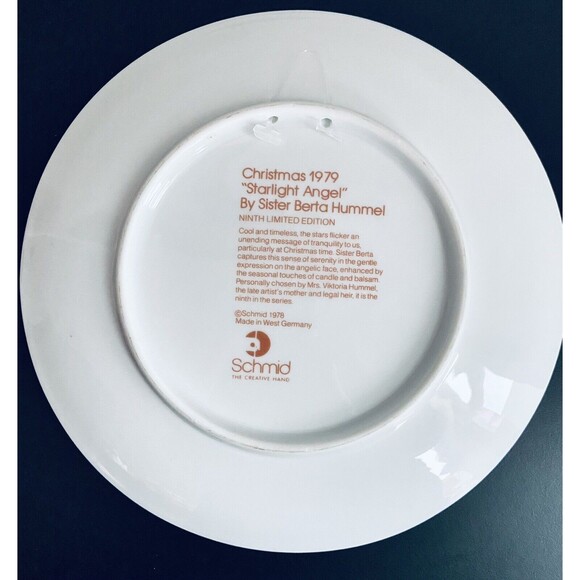 Hummel Plate 1979 “Starlight Angel” Limited Edition Berta Hummel, Mint - Picture 3 of 9